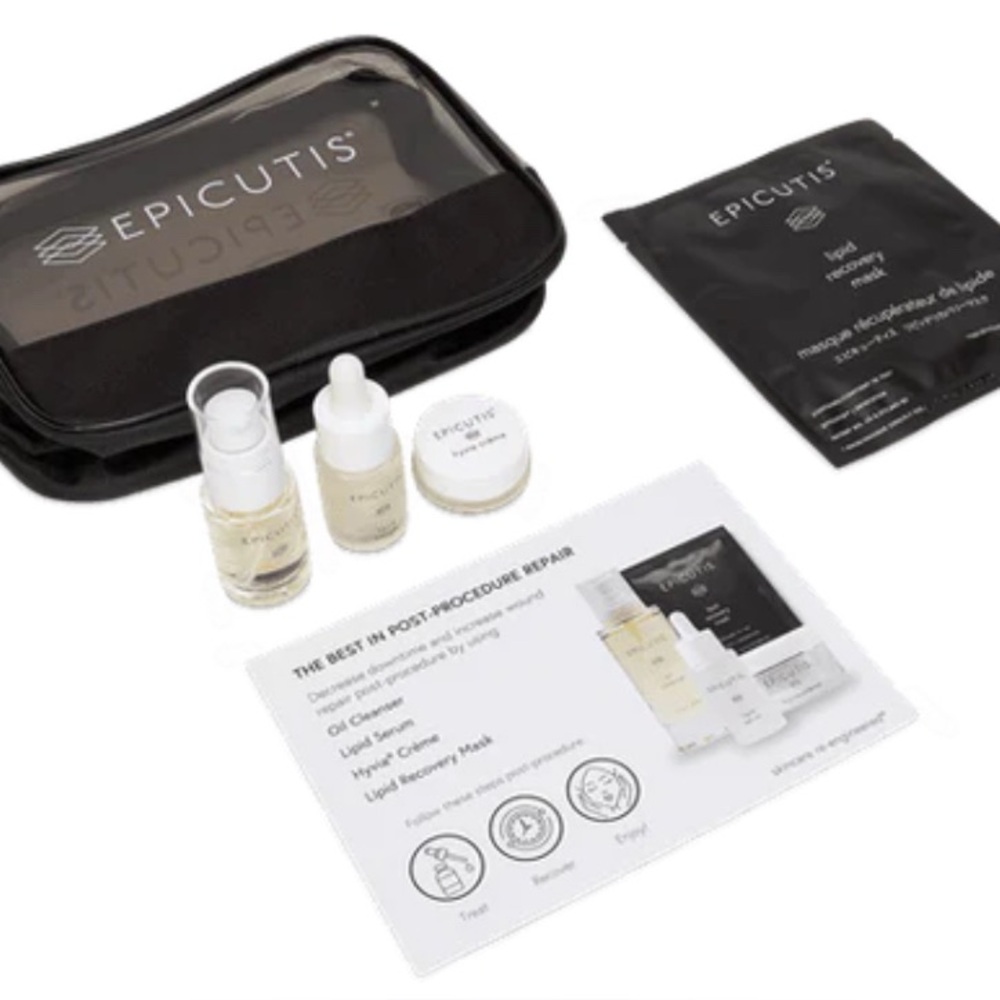 Epicutis 4 Piece Post Procedure Set Oil Cleanser Lipid Serum Hyvia Crème, Mask,